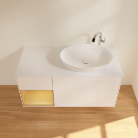 Тумба під раковину Villeroy & Boch Finion 120х50,1 см із підсвічуванням МДФ білий матовий лак/скло біле матове F921HFMT