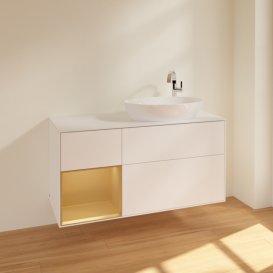 Тумба під раковину Villeroy & Boch Finion 120х50,1 см із підсвічуванням МДФ білий матовий лак/скло біле матове F921HFMT