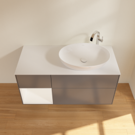 Тумба під раковину Villeroy & Boch Finion 120х50,1 см з підсвічуванням антрацит матовий лак/скло біле матове F921MTGK