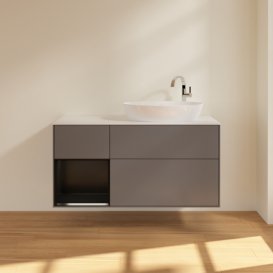 Тумба под раковину Villeroy & Boch Finion 120х50,1 см с подсветкой МДФ антрацит матовый лак/стекло белое матовое F921PDGK