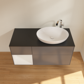 Тумба під раковину Villeroy & Boch Finion 120х50,1 см з підсвічуванням антрацит матовий лак/скло чорне матове F922GFGK