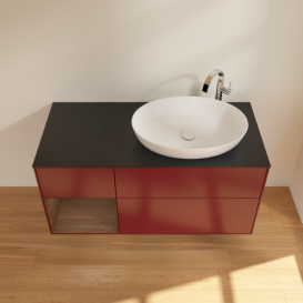 Тумба під раковину Villeroy & Boch Finion 120х50,1 см з підсвічуванням МДФ півонія матовий лак/скло чорне матове F922GNHB