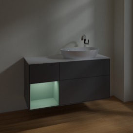 Тумба под раковину Villeroy & Boch Finion 120х50,1 см с подсветкой МДФ антрацит матовый лак/стекло белое матовое F921GMGK