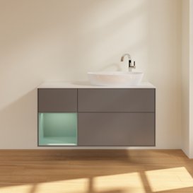 Тумба под раковину Villeroy & Boch Finion 120х50,1 см с подсветкой МДФ антрацит матовый лак/стекло белое матовое F921GMGK