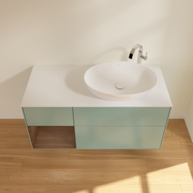 Тумба под раковину Villeroy & Boch Finion 120х50,1 см с подсветкой МДФ оливковый матовый лак/стекло белое матовое F921GNGM