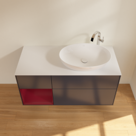 Тумба под раковину Villeroy & Boch Finion 120х50,1 см с подсветкой МДФ темно-синий матовый лак/стекло белое матовое F921HBHG