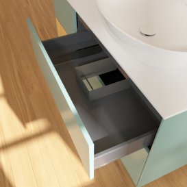 Тумба під раковину Villeroy & Boch Finion 120х50,1 см із підсвічуванням МДФ оливковий матовий лак/скло біле матове F921HFGM