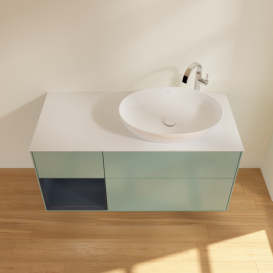 Тумба під раковину Villeroy & Boch Finion 120х50,1 см із підсвічуванням МДФ оливковий матовий лак/скло біле матове F921HGGM