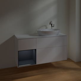 Тумба під раковину Villeroy & Boch Finion 120х50,1 см із підсвічуванням МДФ білий матовий лак/скло біле матове F921HGMT