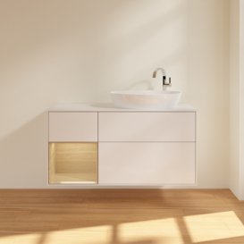 Тумба под раковину Villeroy & Boch Finion 120х50,1 см с подсветкой МДФ глянцевый белый лак/стекло белое матовое F921PCGF