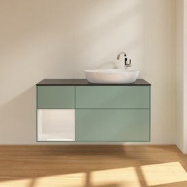 Тумба під раковину Villeroy & Boch Finion 120х50,1 см із підсвічуванням МДФ оливковий матовий лак/скло біле матове F922GFGM