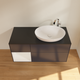 Тумба під раковину Villeroy & Boch Finion 120х50,1 см із підсвічуванням МДФ темно-синій матовий лак/скло біле матове F922GFHG