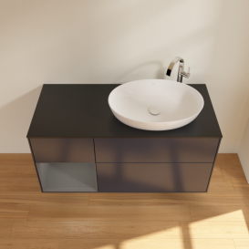 Тумба під раковину Villeroy & Boch Finion 120х50,1 см із підсвічуванням МДФ темно-синій матовий лак/скло чорне матове F922GKHG