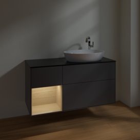 Тумба под раковину Villeroy & Boch Finion 120х50,1 см с подсветкой МДФ антрацит матовый лак/стекло черное матовое F922PCGK