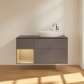 Тумба под раковину Villeroy & Boch Finion 120х50,1 см с подсветкой МДФ антрацит матовый лак/стекло черное матовое F922PCGK