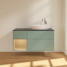 Тумба под раковину Villeroy & Boch Finion 120х50,1 см с подсветкой МДФ оливковый матовый лак/стекло черное матовое F922PCGM