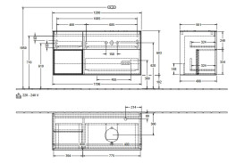 Тумба під раковину Villeroy & Boch Finion 120х50,1 см із підсвічуванням МДФ темно-синій матовий лак/скло чорне матове F922PCHG
