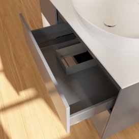 Тумба під раковину Villeroy & Boch Finion 120х50,1 см з підсвічуванням антрацит матовий лак/скло біле матове G921GFGK