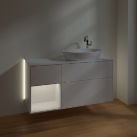 Тумба под раковину Villeroy & Boch Finion 120х50,1 см с подсветкой МДФ белый матовый лак/стекло белое матовое G921GFMT