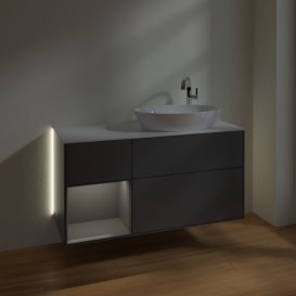 Тумба под раковину Villeroy & Boch Finion 120х50,1 см с подсветкой МДФ антрацит матовый лак/стекло белое матовое G921GKGK