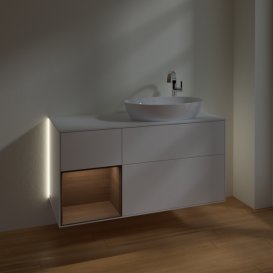 Тумба під раковину Villeroy & Boch Finion 120х50,1 см із підсвічуванням МДФ білий матовий лак/скло біле матове G921GNMT