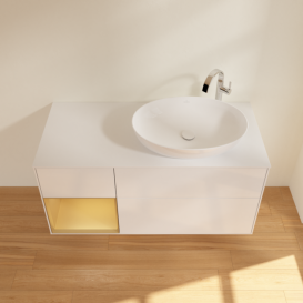 Тумба під раковину Villeroy & Boch Finion 120х50,1 см з підсвіткою МДФ білий глянцевий лак/скло біле матове G921HFGF