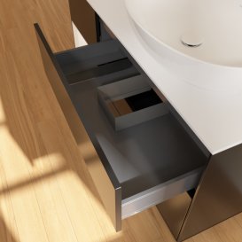 Тумба під раковину Villeroy & Boch Finion 120х50,1 см із підсвічуванням МДФ чорний матовий лак/скло біле матове G921MTPD