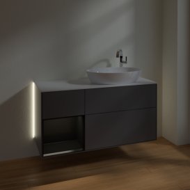 Тумба под раковину Villeroy & Boch Finion 120х50,1 см с подсветкой МДФ антрацит матовый лак/стекло белое матовое G921PDGK