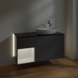 Тумба под раковину Villeroy & Boch Finion 120х50,1 см с подсветкой МДФ антрацит матовый лак/стекло черное матовое G922GFGK