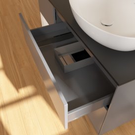 Тумба под раковину Villeroy & Boch Finion 120х50,1 см с подсветкой МДФ антрацит матовый лак/стекло черное матовое G922GFGK