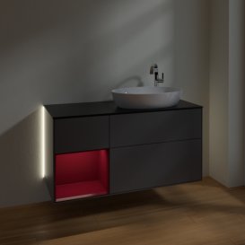 Тумба під раковину Villeroy & Boch Finion 120х50,1 см з підсвічуванням антрацит матовий лак/скло чорне матове G922HBGK