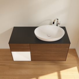 Тумба под раковину Villeroy & Boch Finion 120х50,1 см с подсветкой МДФ шпон грецкого ореха/стекло черное матовое G922MTGN