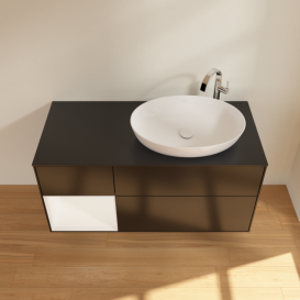 Тумба під раковину Villeroy & Boch Finion 120х50,1 см з підсвічуванням МДФ чорний матовий лак/скло чорне матове G922MTPD