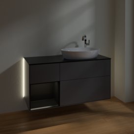 Тумба под раковину Villeroy & Boch Finion 120х50,1 см с подсветкой МДФ антрацит матовый лак/стекло черное матовое G922PDGK