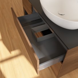 Тумба под раковину Villeroy & Boch Finion 120х50,1 см с подсветкой МДФ шпон грецкого ореха/стекло черное матовое G922PDGN