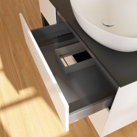 Тумба под раковину Villeroy & Boch Finion 120х50,1 см с подсветкой МДФ белый матовый лак/стекло черное матовое G922PDMT