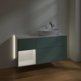 Тумба под раковину Villeroy & Boch Finion 120х50,1 см с подсветкой МДФ оливковый матовый лак/стекло белое матовое G921GFGM