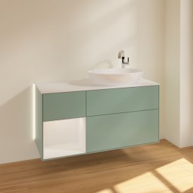 Тумба под раковину Villeroy & Boch Finion 120х50,1 см с подсветкой МДФ оливковый матовый лак/стекло белое матовое G921GFGM