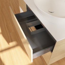 Тумба под раковину Villeroy & Boch Finion 120х50,1 см с подсветкой МДФ шпон дуба/стекло белое матовое G921GFPC