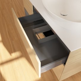 Тумба под раковину Villeroy & Boch Finion 120х50,1 см с подсветкой МДФ шпон дуба/стекло белое матовое G921GKPC