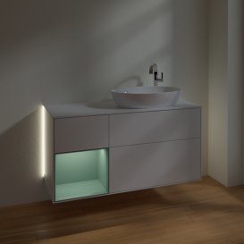 Тумба под раковину Villeroy & Boch Finion 120х50,1 см с подсветкой МДФ глянцевый белый лак/стекло белое матовое G921GMGF