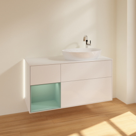 Тумба под раковину Villeroy & Boch Finion 120х50,1 см с подсветкой МДФ глянцевый белый лак/стекло белое матовое G921GMGF