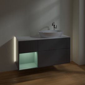 Тумба под раковину Villeroy & Boch Finion 120х50,1 см с подсветкой МДФ антрацит матовый лак/стекло белое матовое G921GMGK