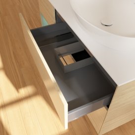 Тумба под раковину Villeroy & Boch Finion 120х50,1 см с подсветкой МДФ шпон дуба/стекло белое матовое G921GMPC