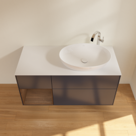 Тумба под раковину Villeroy & Boch Finion 120х50,1 см с подсветкой МДФ темно-синий матовый лак/стекло белое матовое G921GNHG