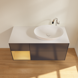 Тумба под раковину Villeroy & Boch Finion 120х50,1 см с подсветкой МДФ темно-синий матовый лак/стекло белое матовое G921HFHG