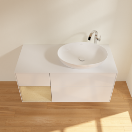 Тумба під раковину Villeroy & Boch Finion 120х50,1 см з підсвіткою МДФ білий глянцевий лак/скло біле матове G921PCGF