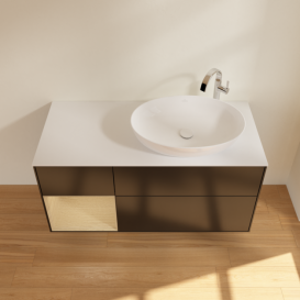 Тумба под раковину Villeroy & Boch Finion 120х50,1 см с подсветкой МДФ черный матовый лак/стекло белое матовое G921PCPD