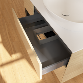 Тумба під раковину Villeroy & Boch Finion 120х50,1 см із підсвічуванням МДФ шпон дуба/скло біле матове G921PDPC