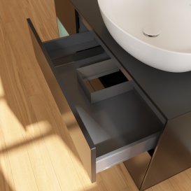 Тумба под раковину Villeroy & Boch Finion 120х50,1 см с подсветкой МДФ черный матовый лак/стекло черное матовое G922GMPD